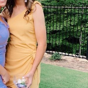 white fox boutique yellow one shoulder dress